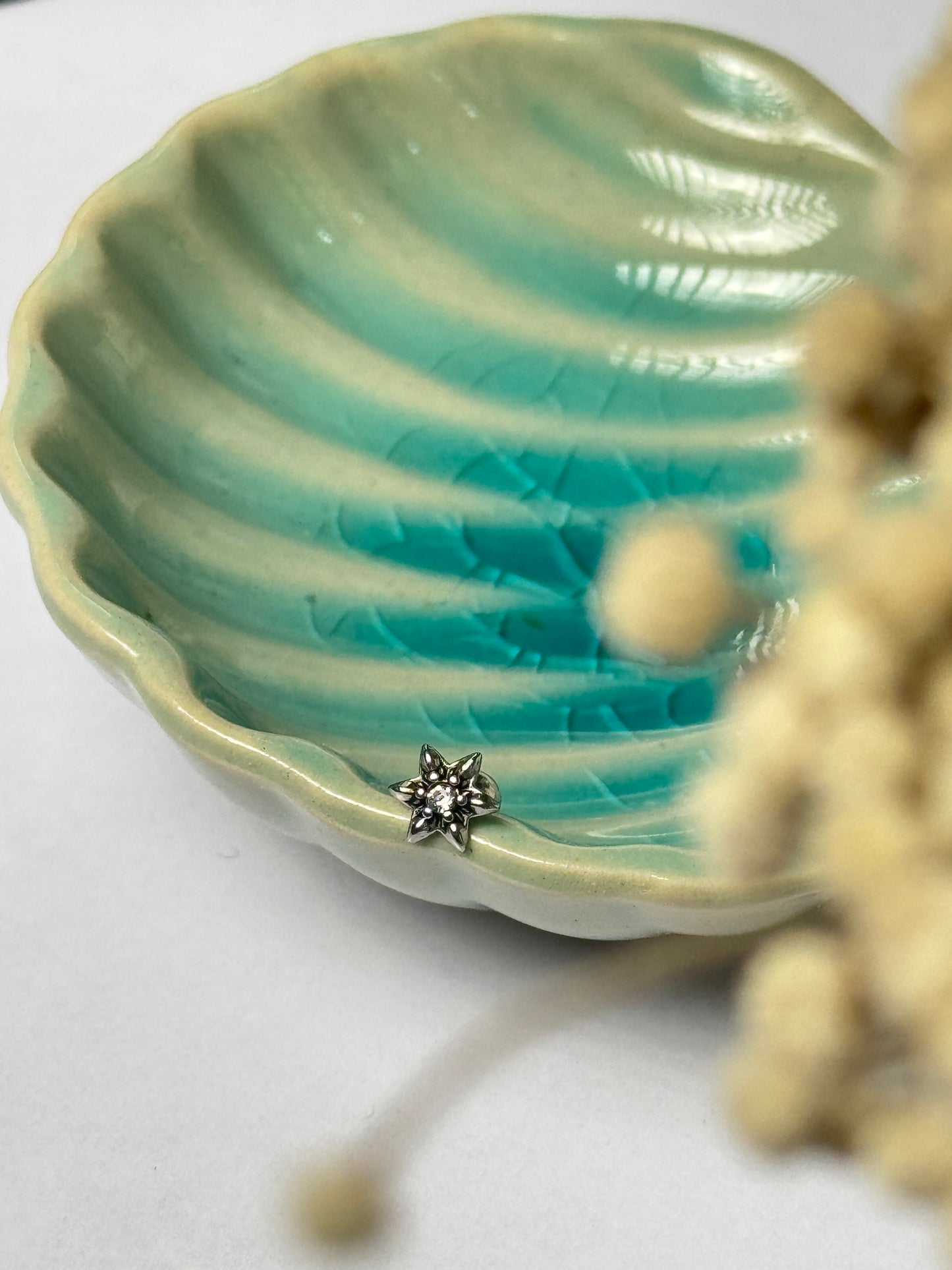Sun with white stone  stud