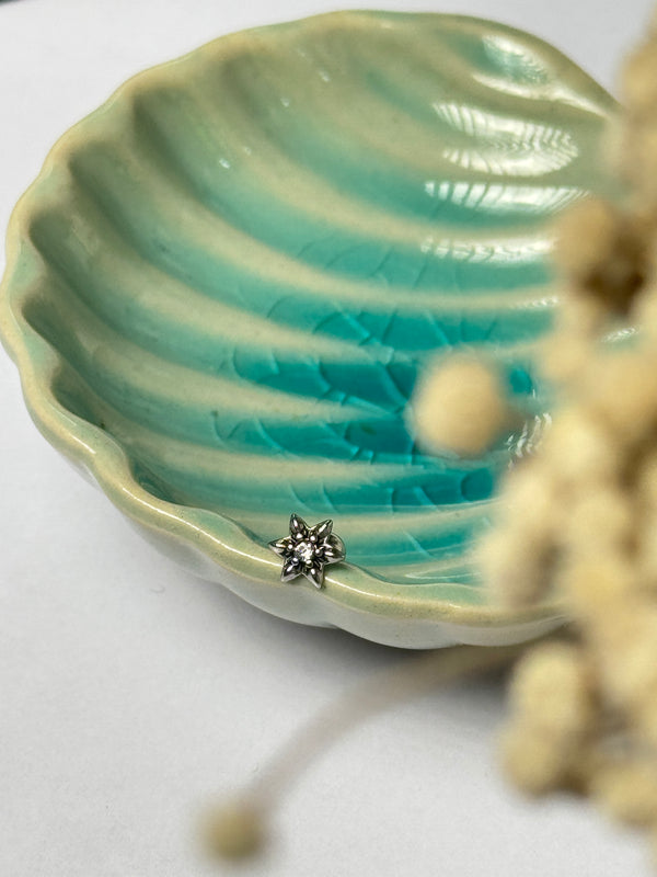 Sun with white stone  stud