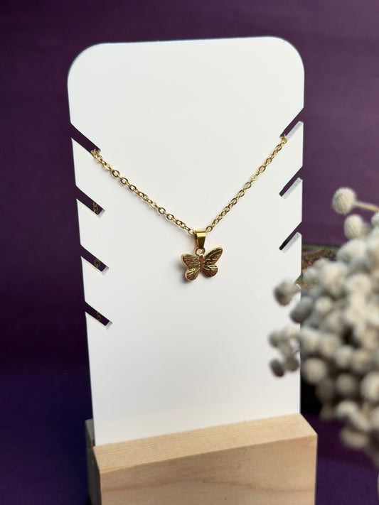 Butterfly 18 k gold plated stainless steel necklace