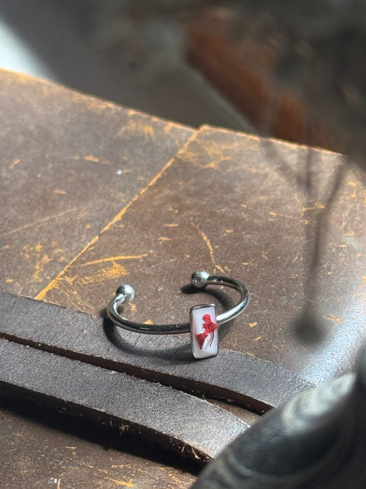 Queen Anne’s Lace Flower – Floral Ring | Original Rectangle Shape (Adjustable Model)