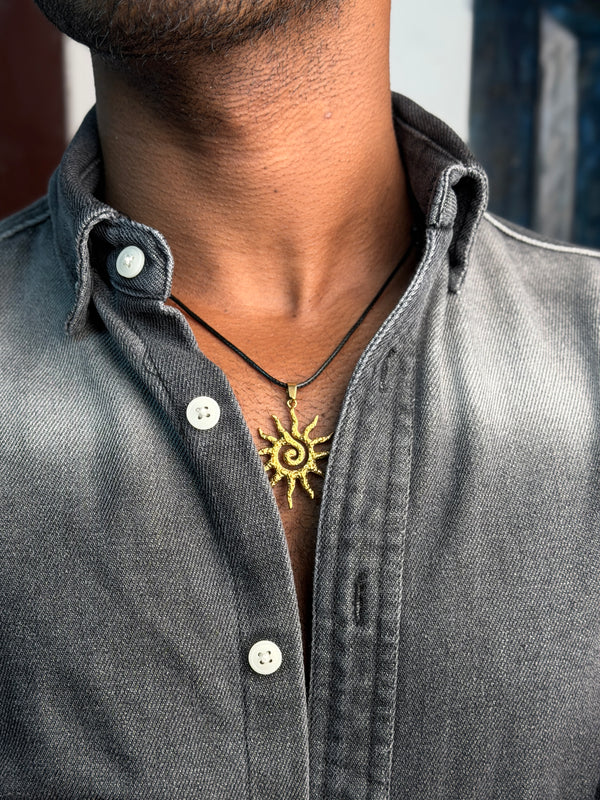 Spiral sun 18k gold plated necklace
