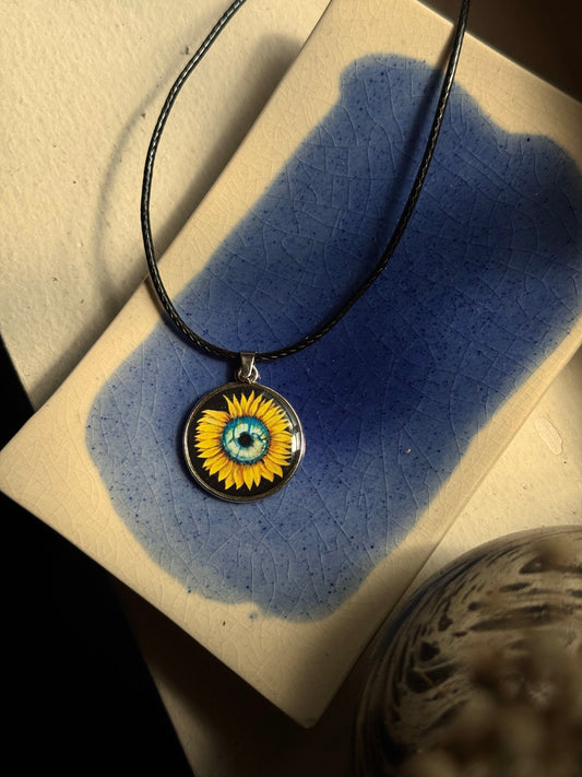 Sunflower resin necklace