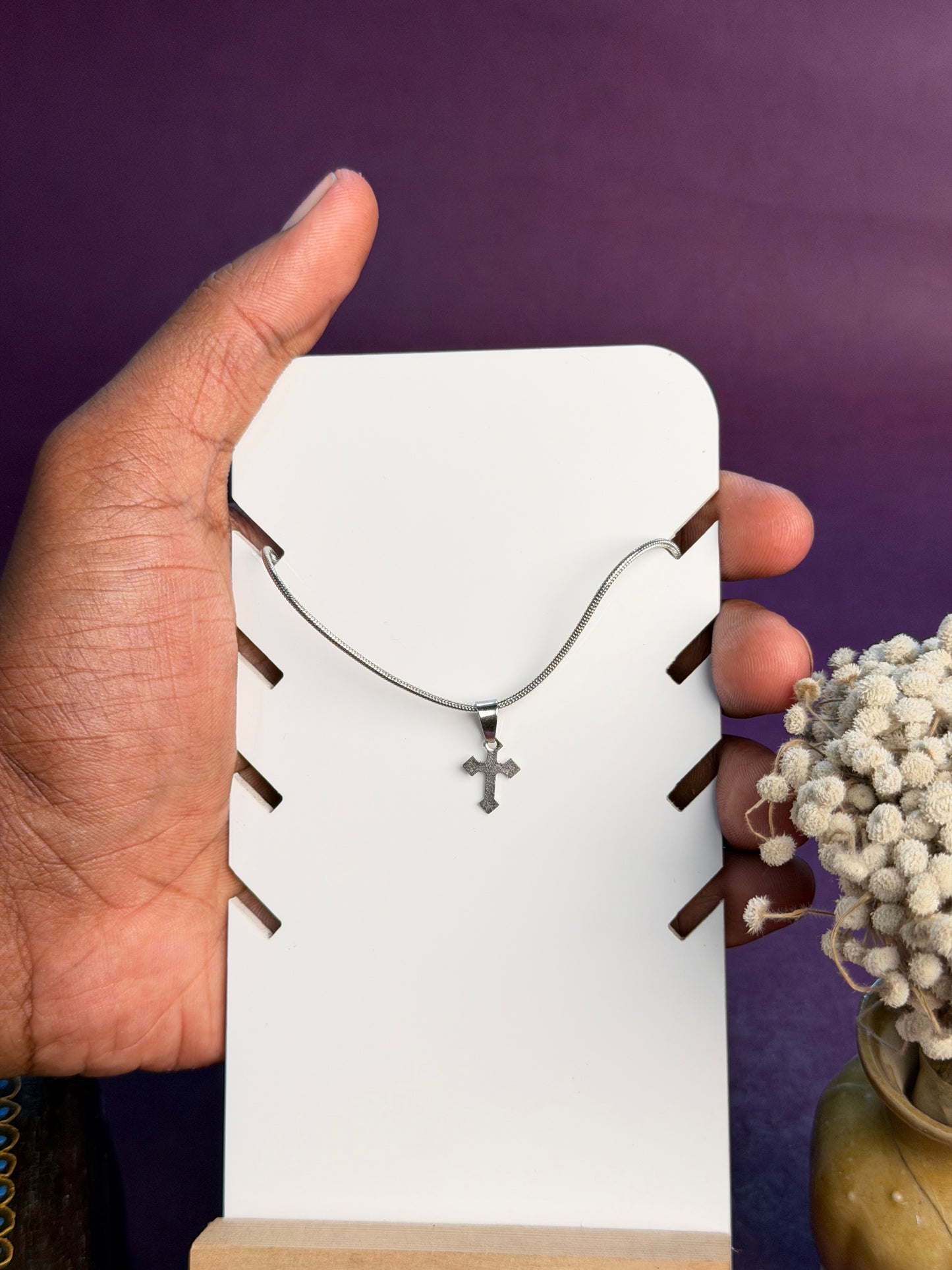 Tiny cross Stainless steel silver necklace