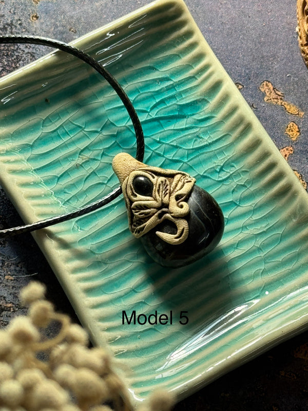 Black onyx clay necklace