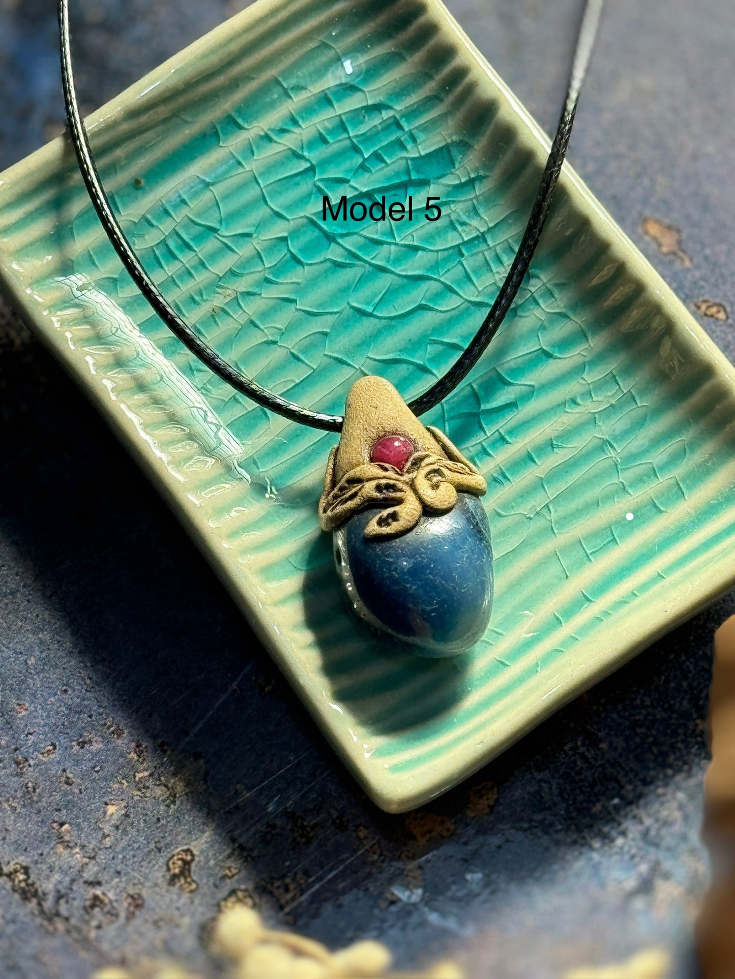 Blue agate clay necklace