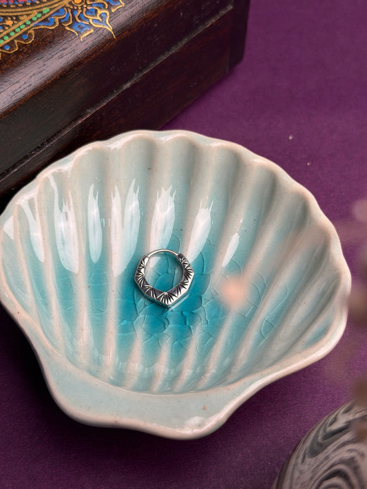 Sunburst Etched Square Hoop / Septum