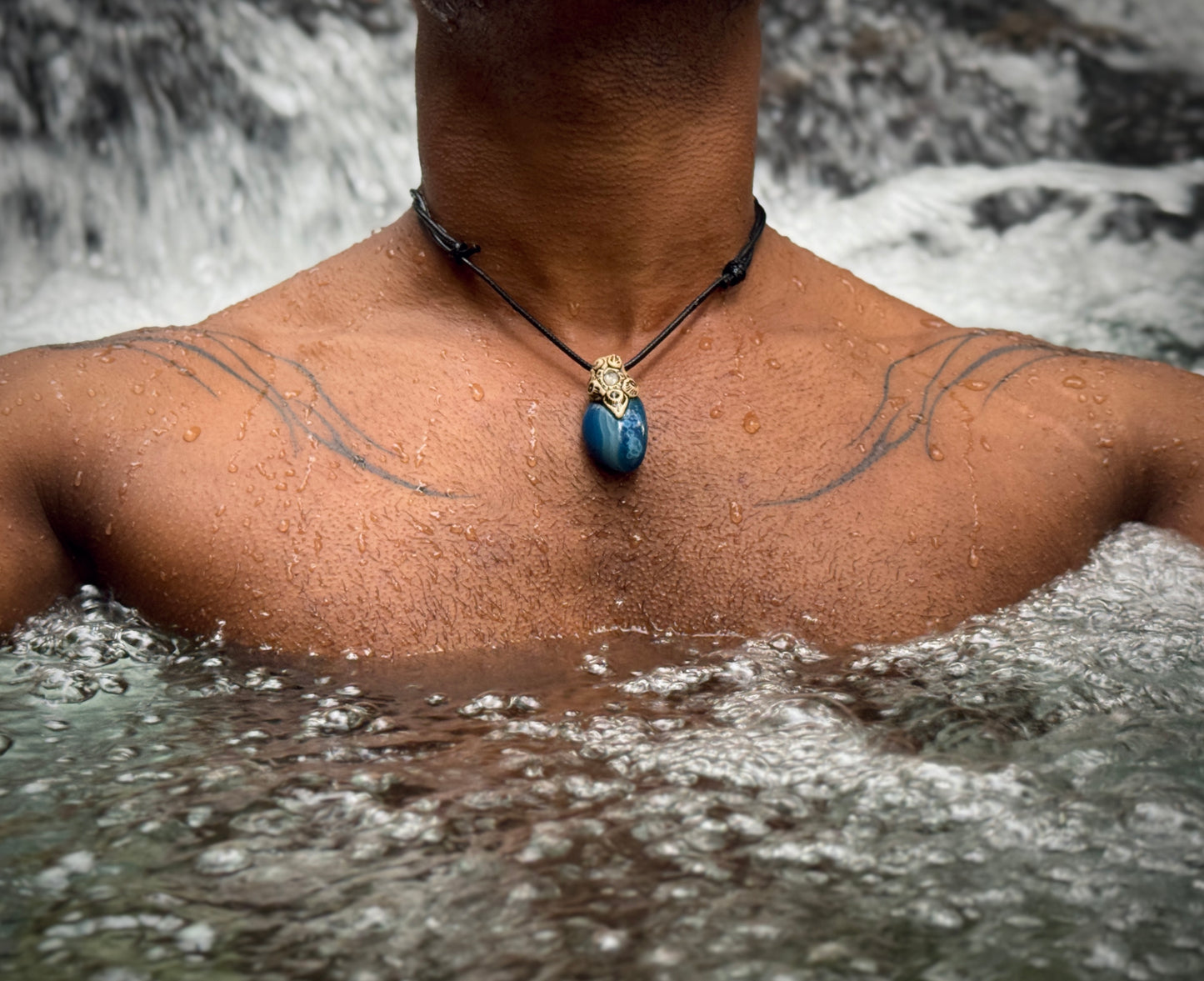 Blue agate clay necklace