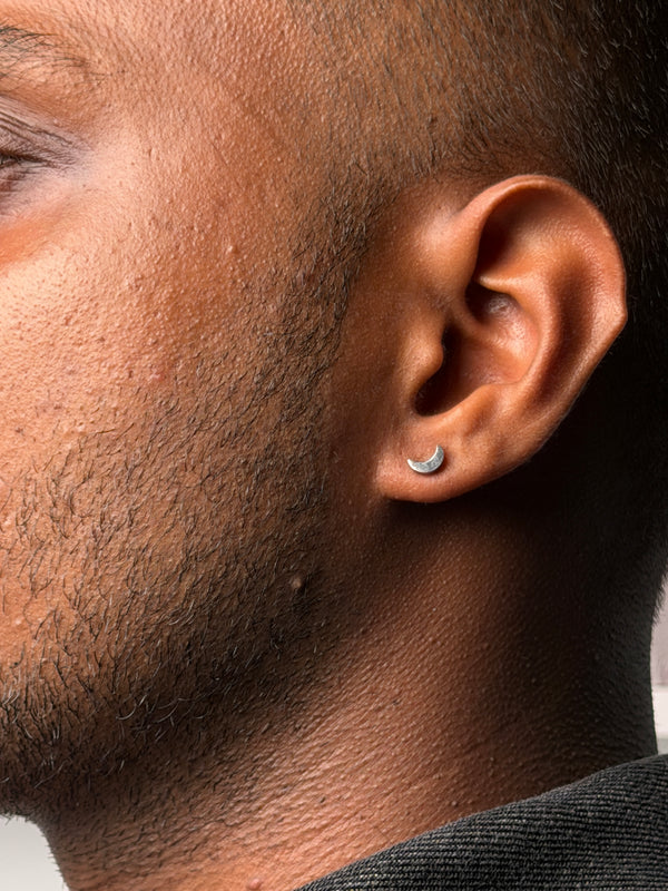 Crescent moon stud stainless steel