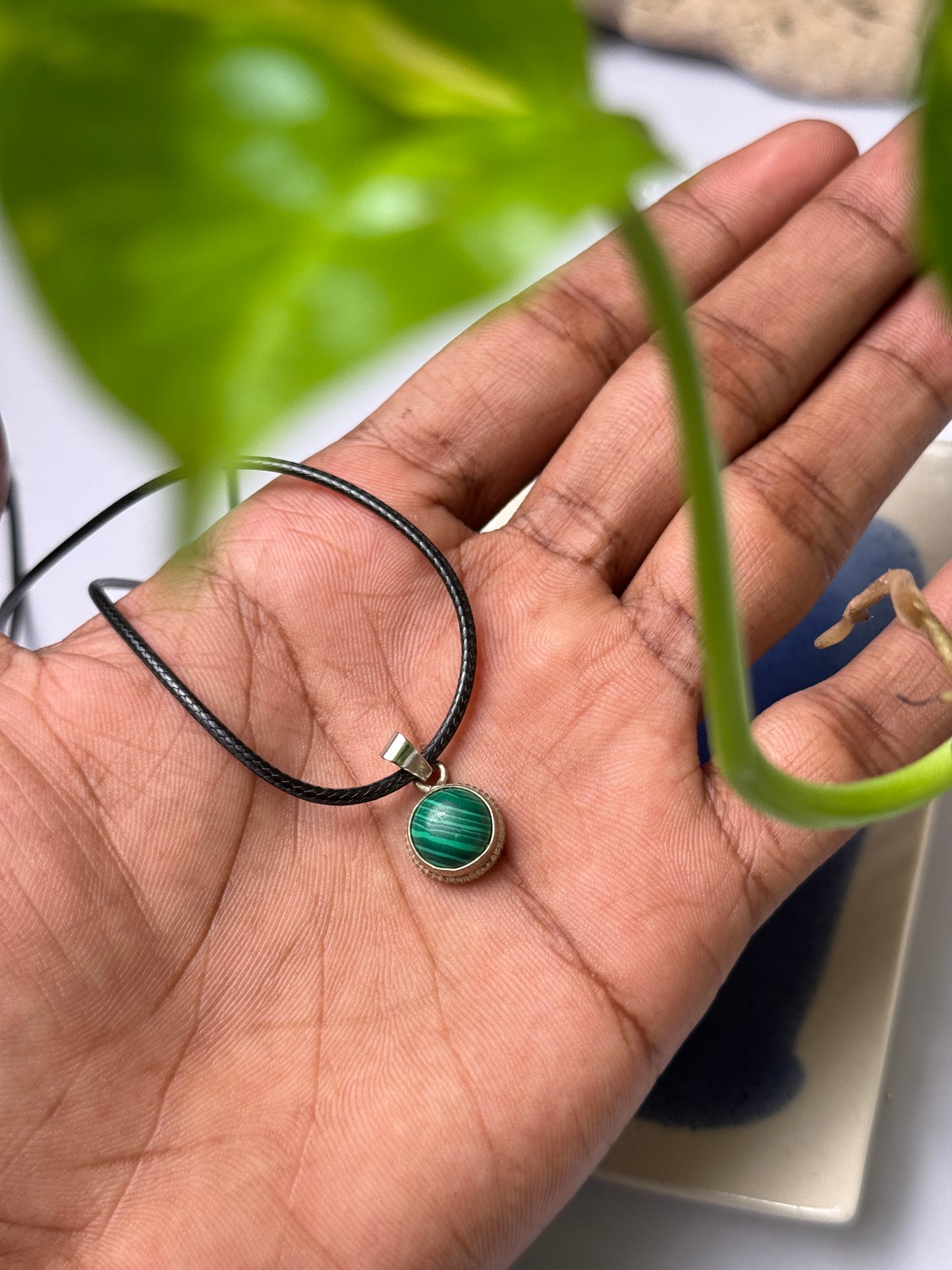 Malachite stone necklace