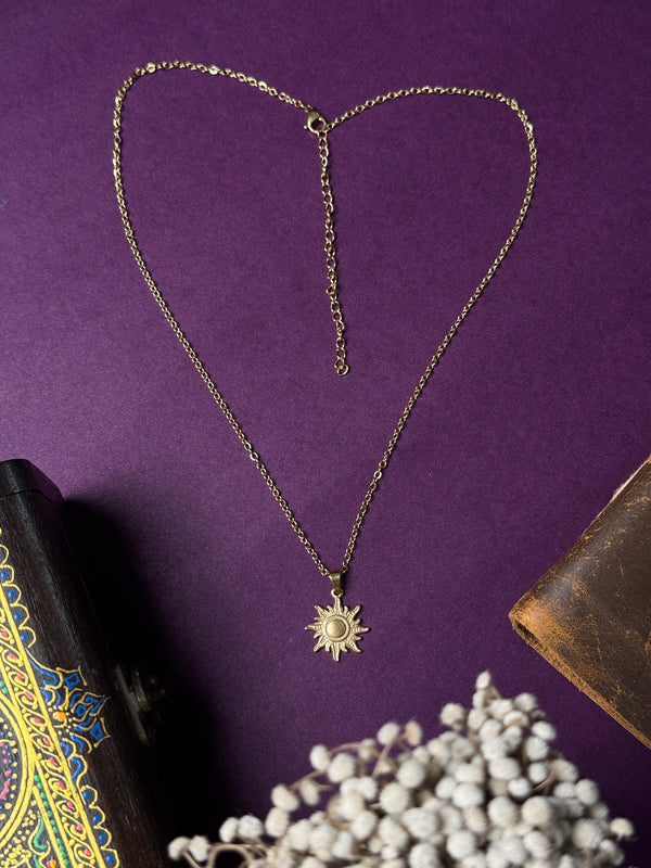 Sun 18k gold plated stainless steel necklace