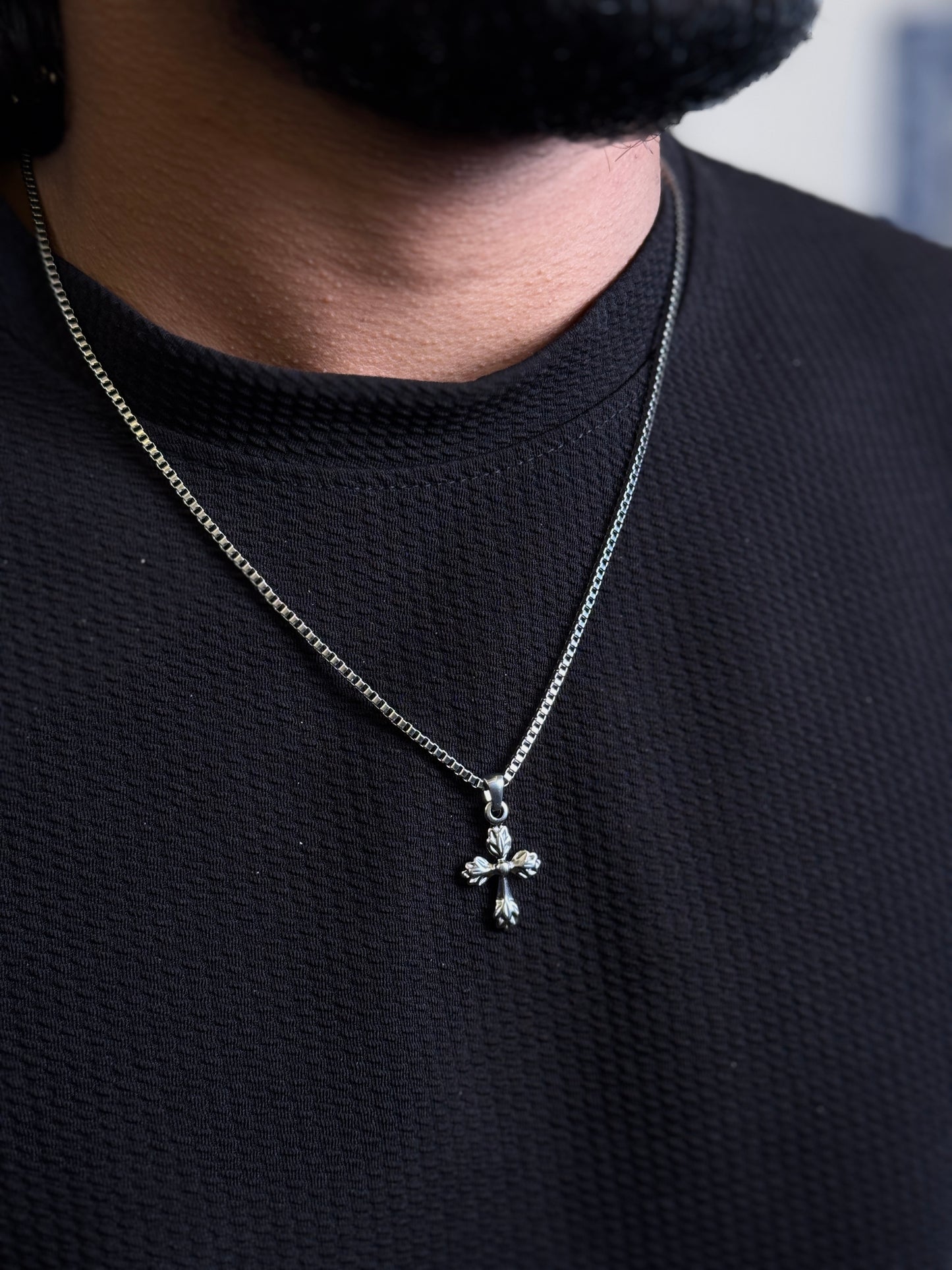 Cross stainless steel silver new necklace