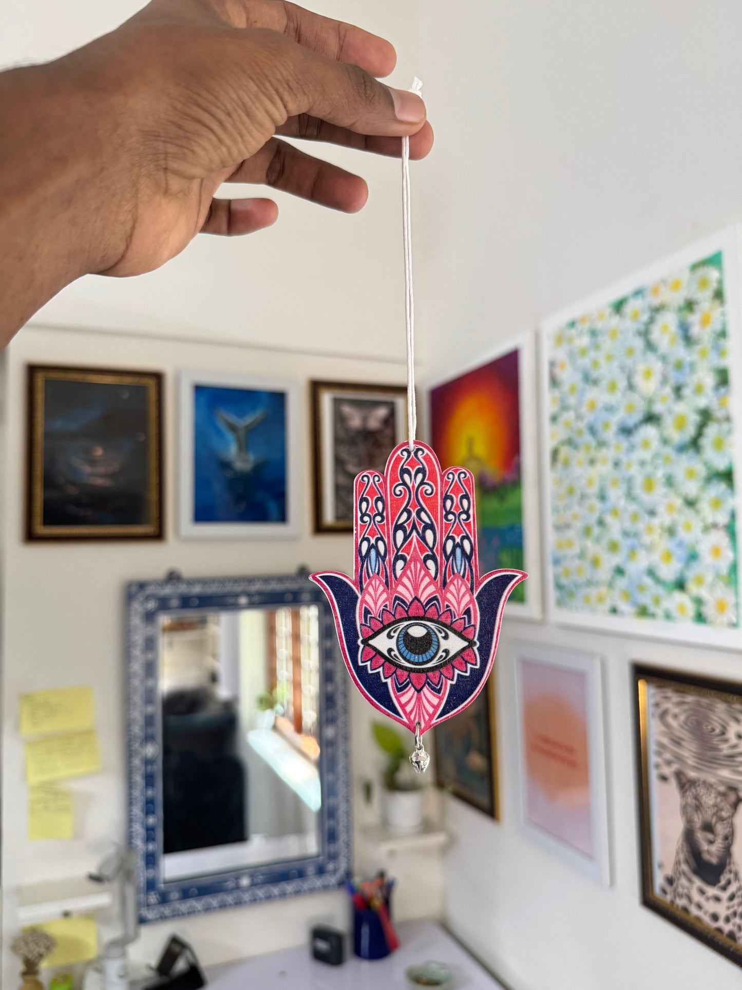 Hamsa hand car hanging ( single side print)