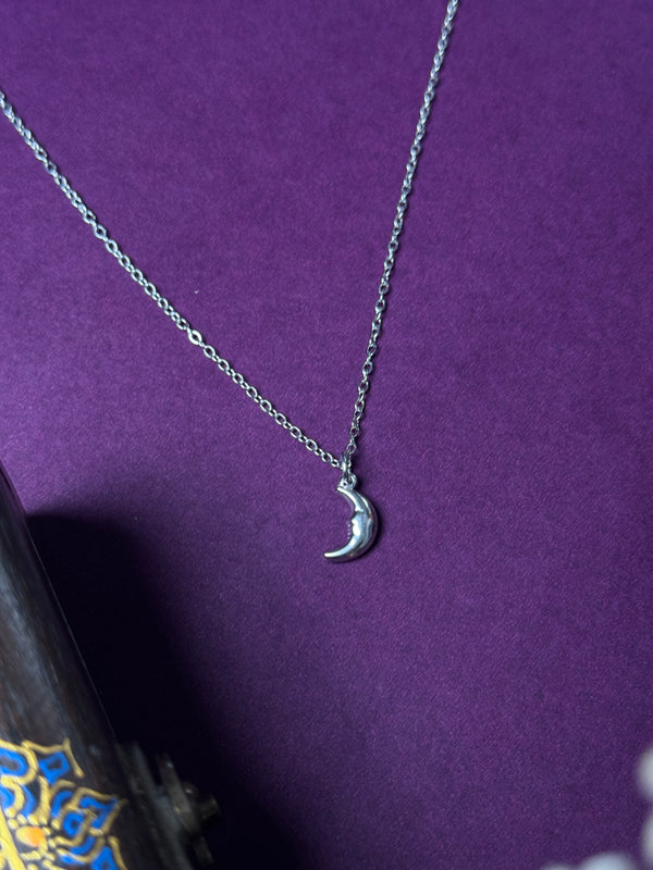 Crescent moon minimal stainless steel necklace