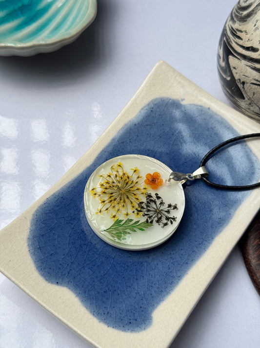 Glow in the dark flower  necklace with orange plum blossom flower