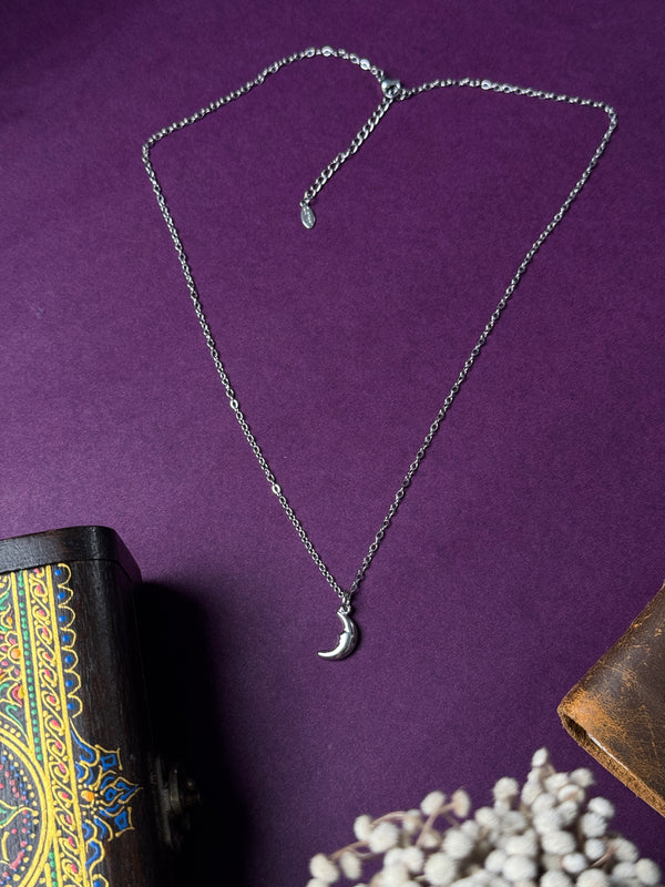 Crescent moon minimal stainless steel necklace