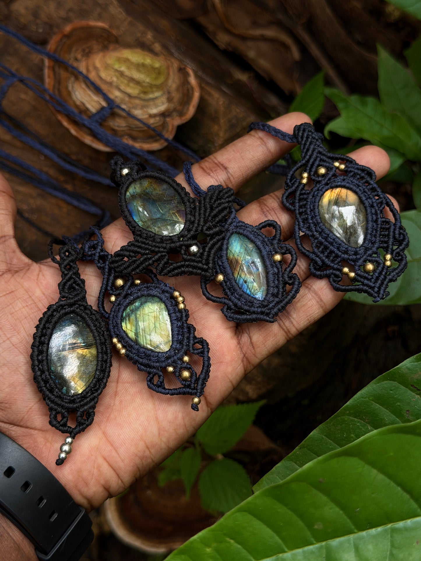 Labradorite macrame stone necklace