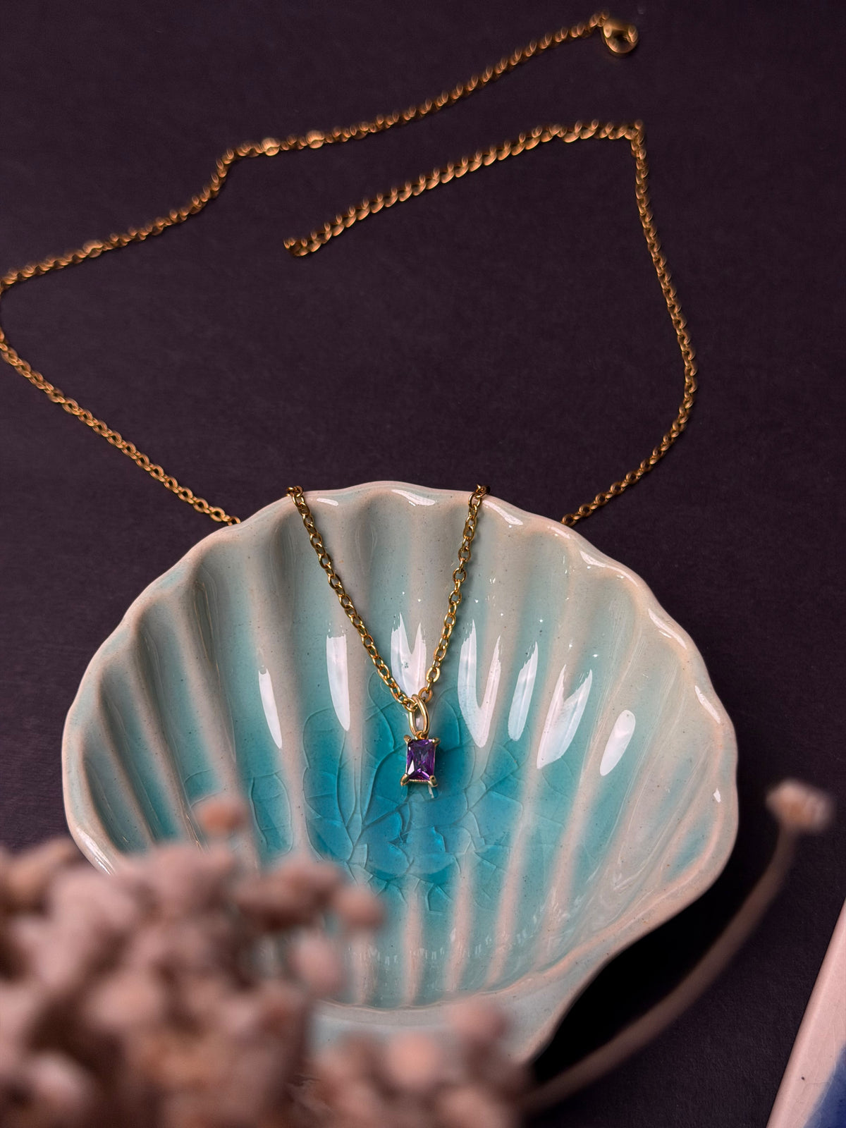 Birthstone 18k Gold-plated Stainless steel necklace