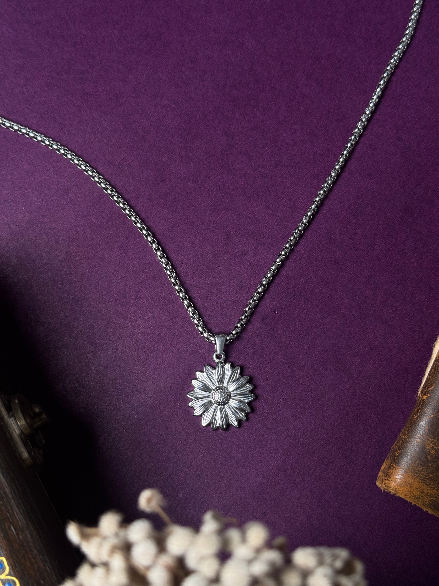Sunflower Stainless steel silver necklace