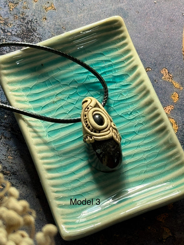 Black onyx clay necklace