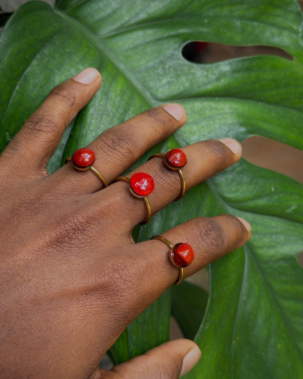 Manjaadikkuru Ring ❤️ | Red lucky seed Ring |(Adjustable /stainless steel / resin)