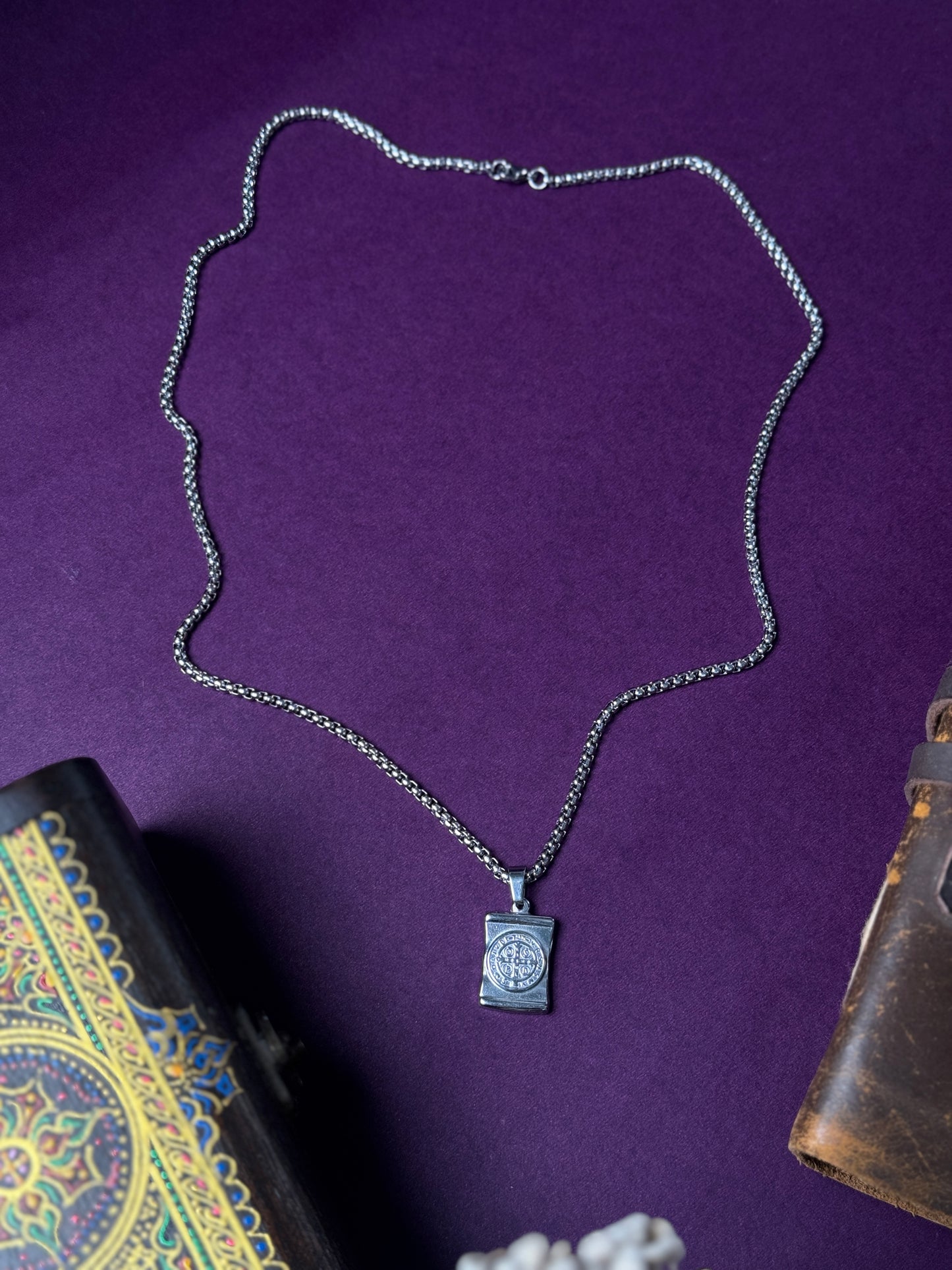 Cross double side stainless steel necklace