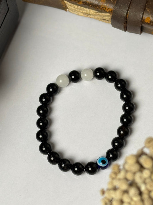 Black onyx stone with evil eye bracelet