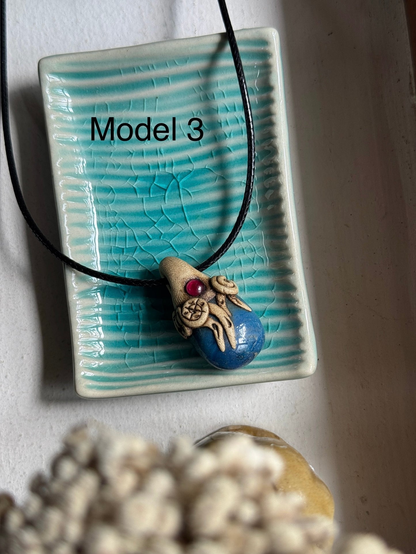 Blue agate clay necklace