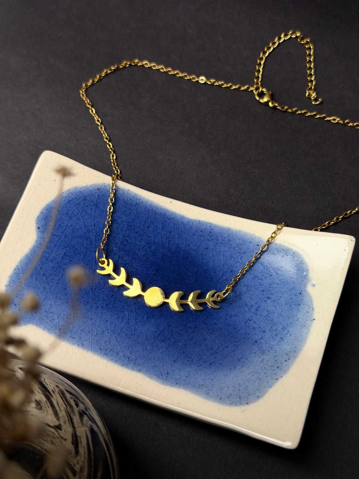 Moon Phase 18K Goldplated Stainless steel Necklace