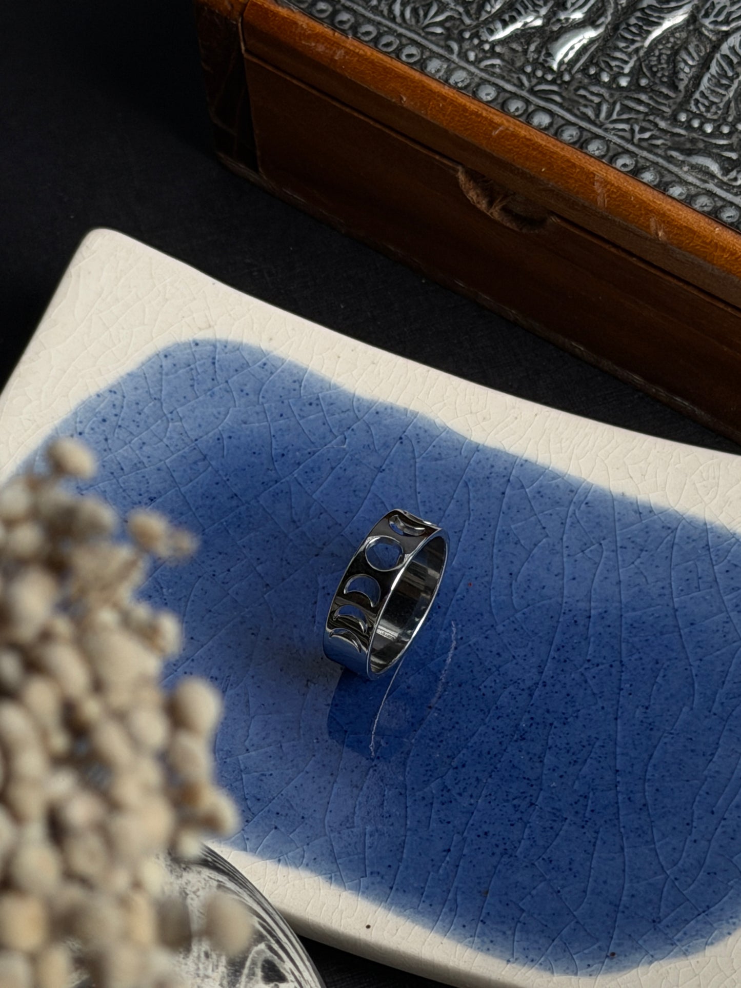 Lunar Phase Stainless steel  Silver ring