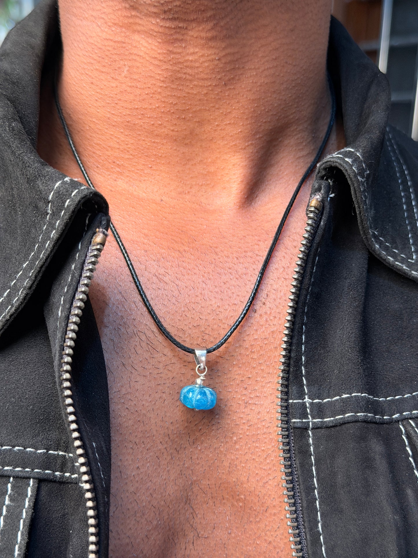 Aquamarine natural stone necklace