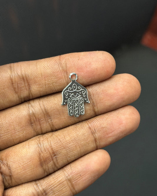 Hamsa hand  small silverstainless steel pendant with hook