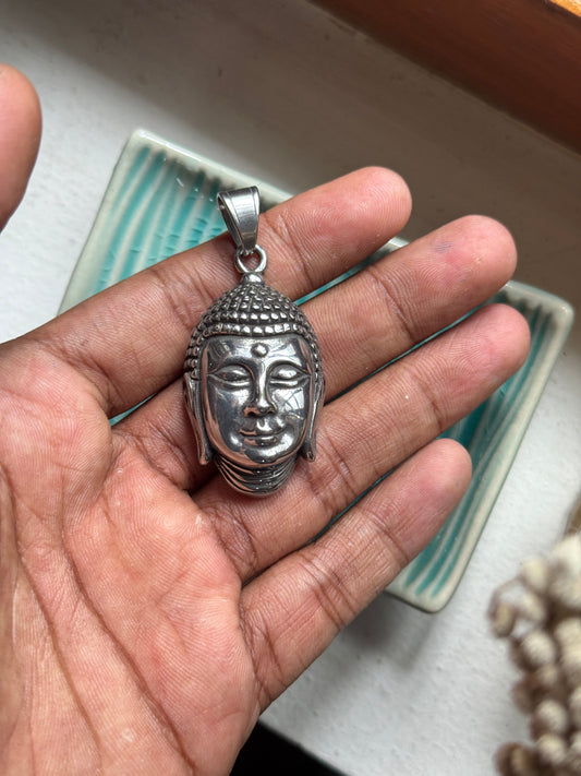 Buddha silver-stainless steel pendant with hook