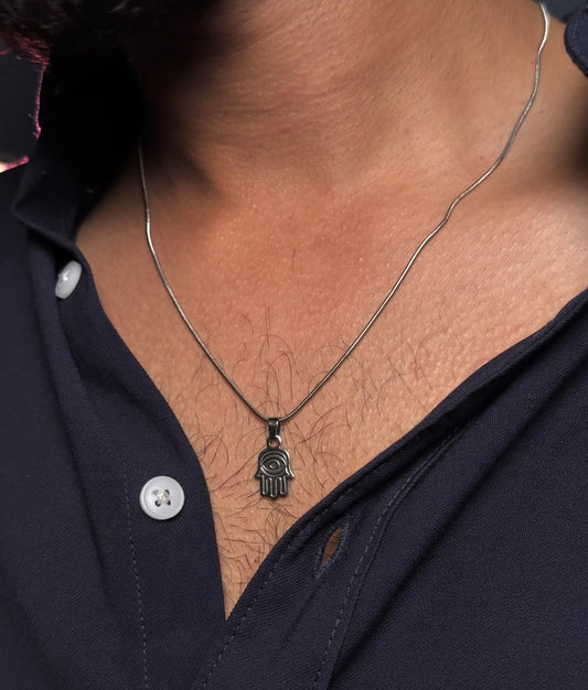 Hamsa hand small stainless steel necklace