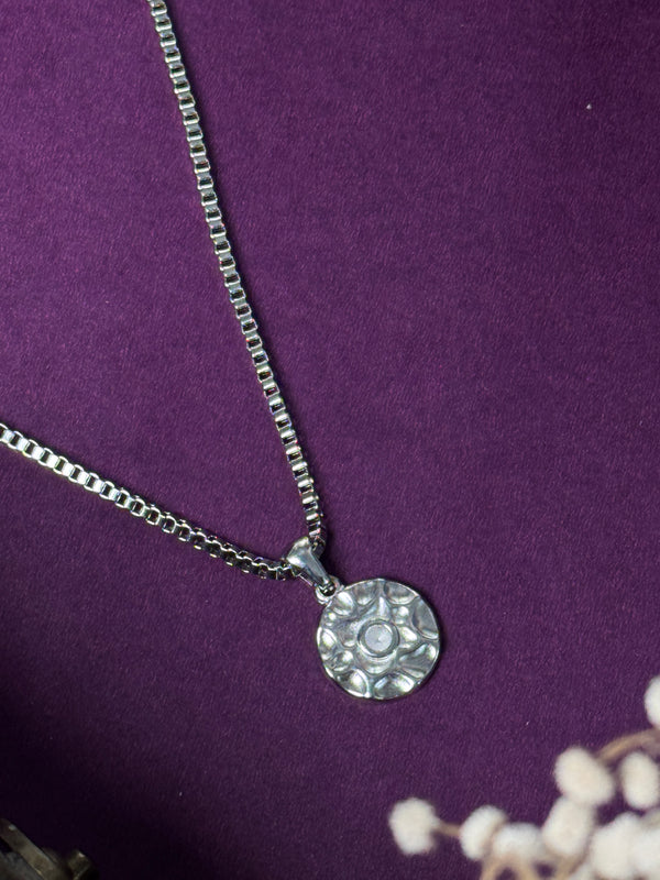 Uneven round stainless steel silver necklace