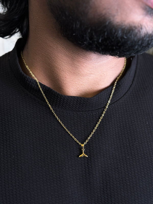 Fish tail 18k gold plated minimal stainless steel necklace
