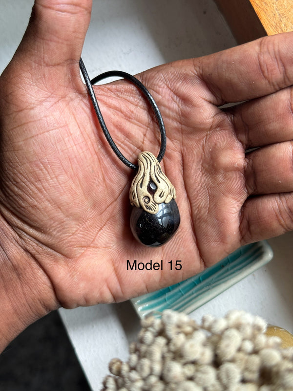 Black onyx clay necklace