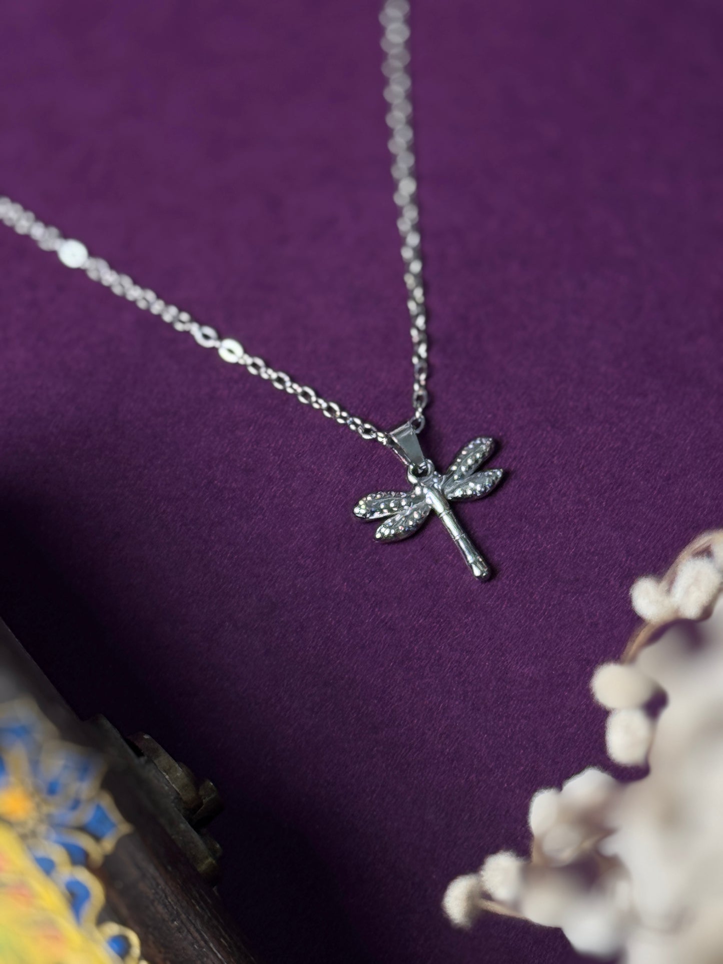 Dragon fly stainless steel necklace
