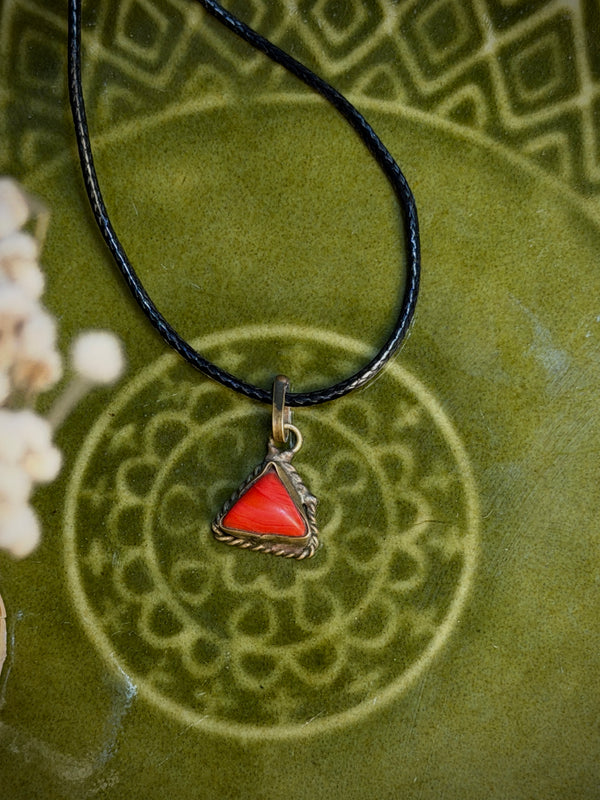 Red coral natural stone necklace