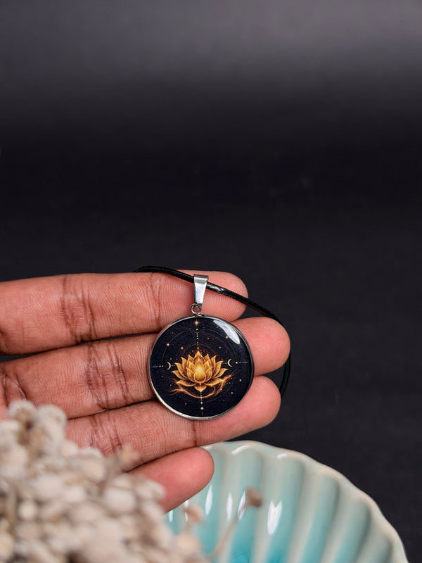 Midnight Lotus Resin Necklace