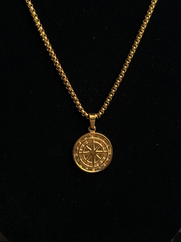 Compass 18K Gold plated Stainless steel chain