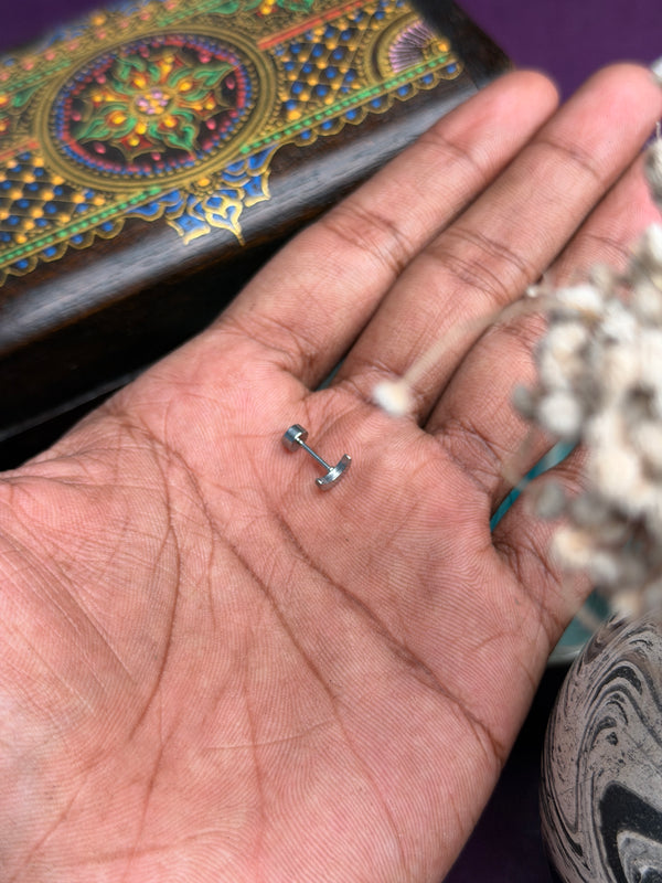 Crescent moon stud stainless steel
