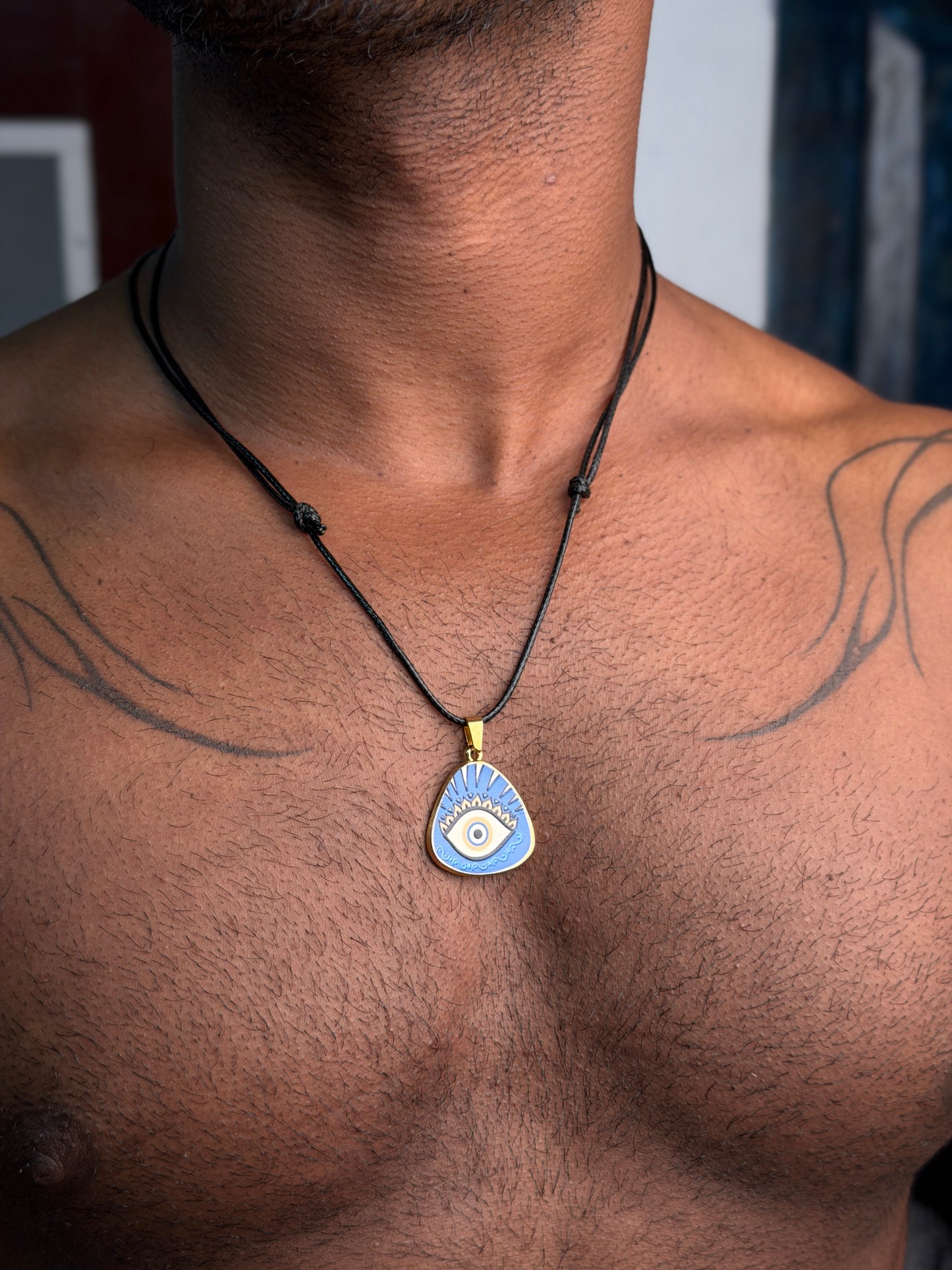 Big evil  eye18k gold plated necklace