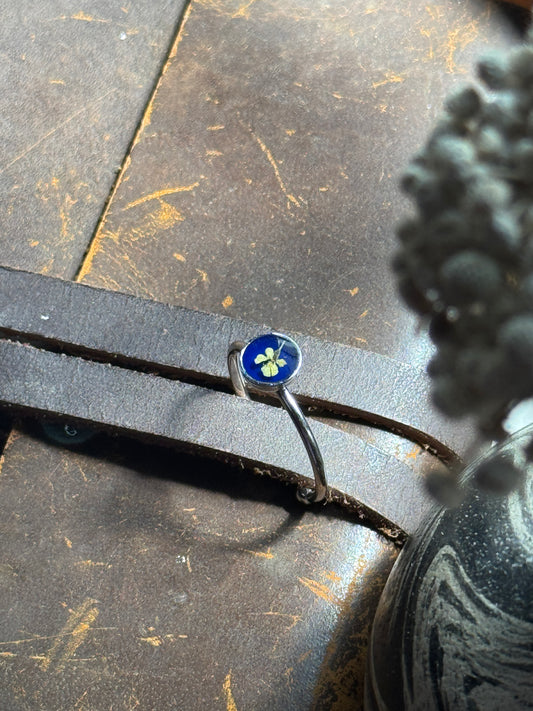 Queen Anne’s Lace Flower – Floral Ring | Original Rectangle Shape (Adjustable Model)