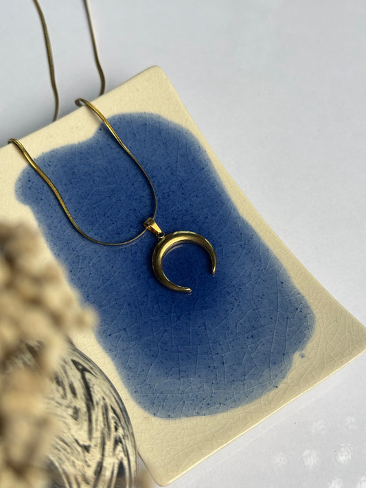 Moon stainless steel 18k gold plated  45 cm snake chain