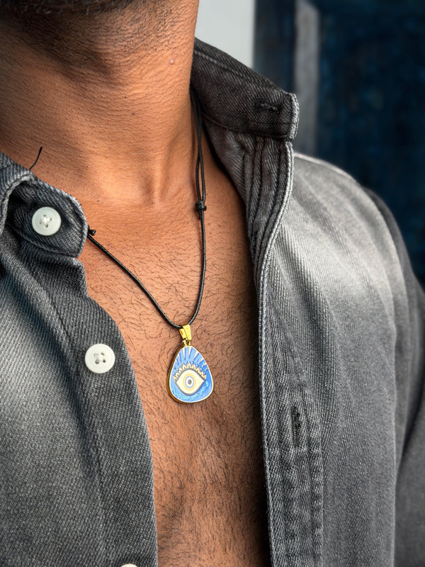 Big evil  eye18k gold plated necklace