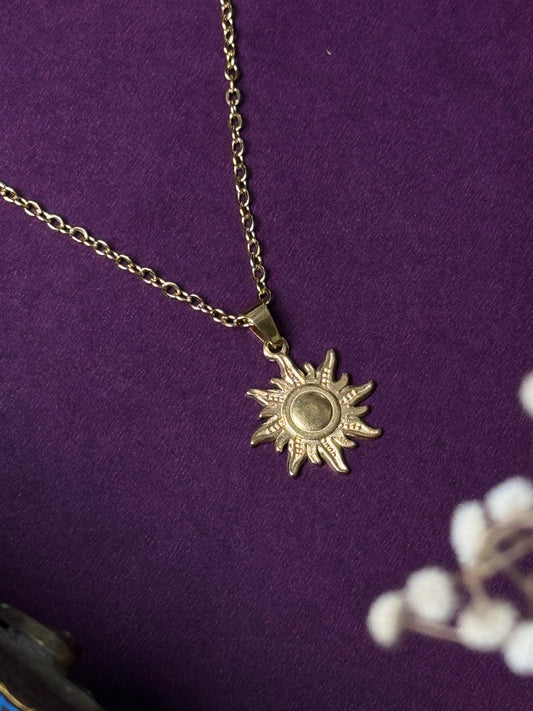 Sun 18k gold plated stainless steel necklace