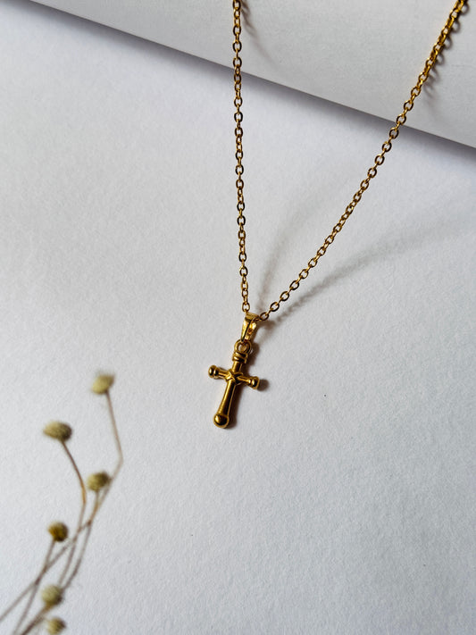 Cross minimal golden necklace 18k gold-plated