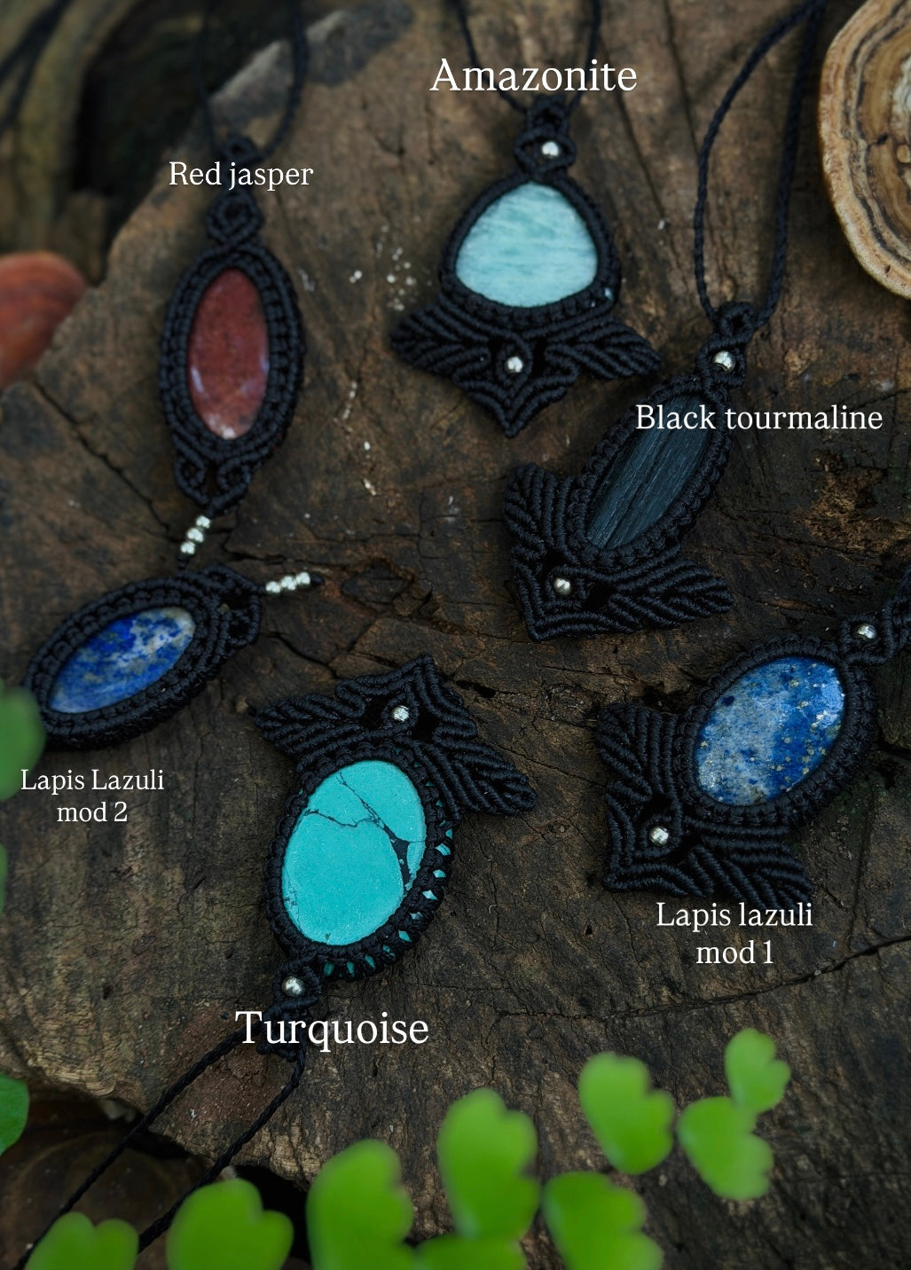 Natural macrame stone collection