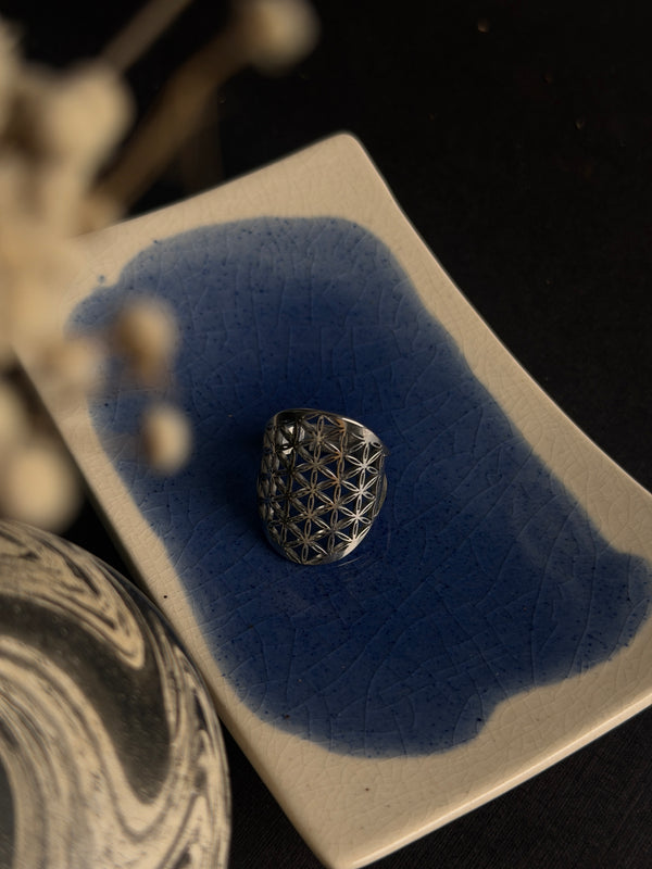 Flower of life adjustable ring