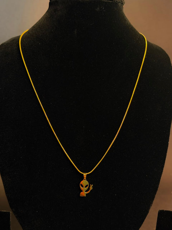 Alien stainless steel 18k gold plated chain